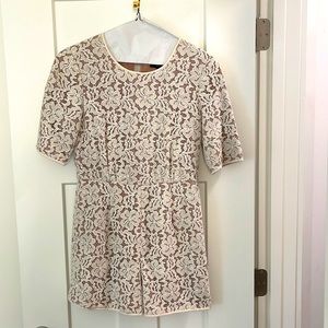 BcbgMaxAzria Ivory Floral Lace Haile Romper. Size -xs